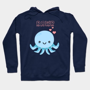 Cute Kawaii Octopus Rawr - Blue Hoodie